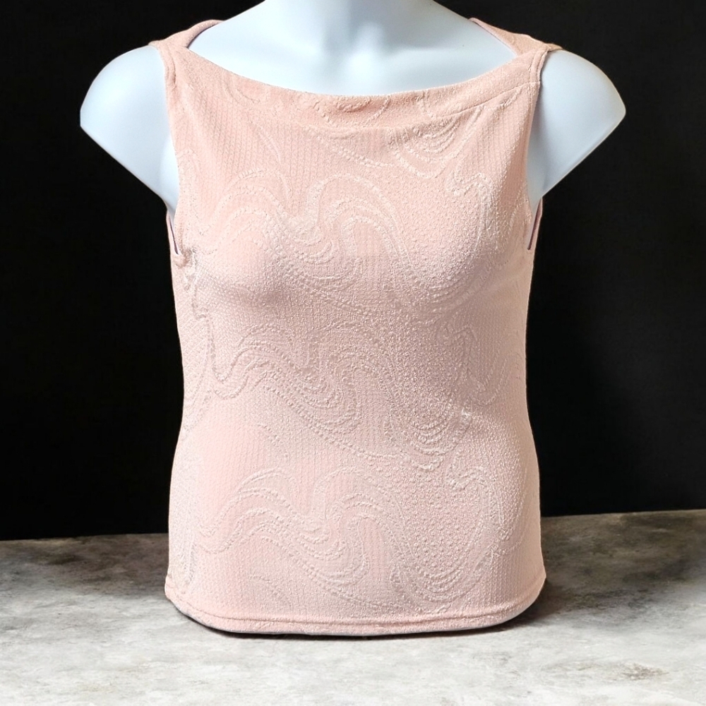 WRAPPER Women's New Pretty Pink Swirl Design Sleeveless Tank Top Size L